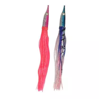 2 шт. приманки для ловли кальмаров с 3D-глазами, блестящий корпус из металла и ПВХ, мягкие приманки для рыбалки в соленой воде