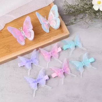 2 шт. принцесса вышитая бабочка милые девушки шпильки детские головные уборы заколки заколки аксессуары для волос