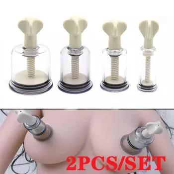 2 шт., присоска для сосков груди, сексуальный БДСМ, массаж клитора, вакуумный насос, увеличитель, секс-игрушки для взрослых, эротический продукт 1.8cm