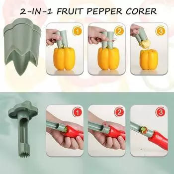 2 шт., приспособление для удаления сердцевины для перца чили 2 в 1, устройство для удаления сердцевины из перца, простой инструмент для удаления сердцевины, эргономичная ручка, кухонный гаджет 2pcs