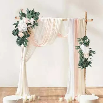 2 шт. Приветственный ряд цветов, искусственные цветы для свадебной арки, цветы для перемычки, искусственные цветы для свадебной вечеринки, свадебной арки в отеле, декоративные гирлянды для вечеринки 2 Pcs белый