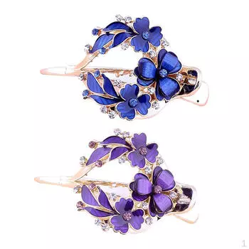 2 шт., прочная заколка для волос с цветочным принтом, стразовая повседневная заколка для волос, инструмент для укладки волос