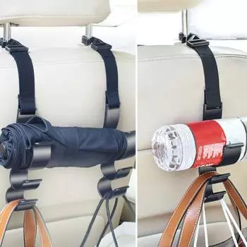 2 шт. прочные регулируемые крючки для подголовника из ПВХ, универсальные автомобильные вешалки для хранения, аксессуары A