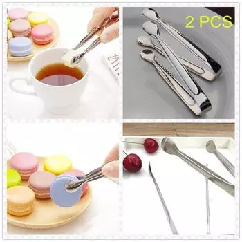 2 шт. прочные щипцы для сахара из нержавеющей стали, кофе, барбекю, кухонные щипцы для льда, зажимы серебряный