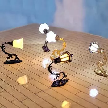 2 шт. прочный кукольный домик настенный светильник модель садовая люстра двор светодиодный свет модный аксессуар для украшения стола из песка чёрный