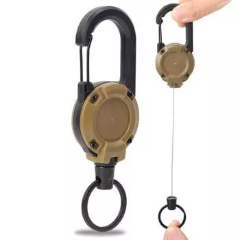 2 шт. прочный выдвижной брелок для ключей держатель значка многофункциональный инструмент карабин зажим ключи значки тактическая катушка удостоверения личности с выдвижным шнуром 2pcs хаки