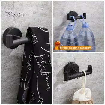 2 шт. прочный закругленный антикоррозийный настенный крючок из нержавеющей стали черного цвета для ванной комнаты двойной крючок для полотенец товары для дома чёрный