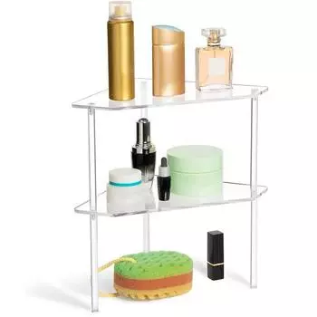 2 шт. простая полка для хранения, широко используемая акриловая 3-слойная косметическая стойка для фигурок шампуня для ванной комнаты прозрачный