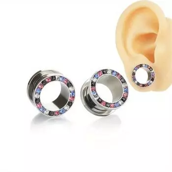 2 шт. простой модный шкив из нержавеющей стали, инкрустированный цветным бриллиантом, полый шкив, серьги с бриллиантами, ювелирные изделия 4mm