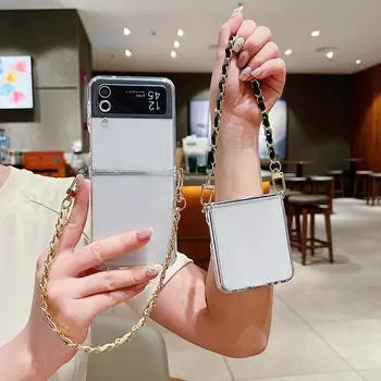 2 шт. Простой мягкий силиконовый складной чехол для телефона Samsung Galaxy Z Flip7 Flip6 Flip5 Flip4 Flip3 противоударный прозрачный акриловый металлический ремешок чехол Samsung Z Flip6 прозрачный