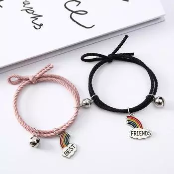 2 шт. Простые эластичные аксессуары плетеные браслеты пара магнит притяжение ювелирные изделия