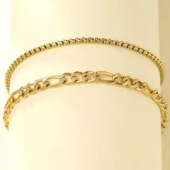 2 шт. Простые минималистичные посеребренные браслеты из нержавеющей стали с цепочкой для мужчин, модные глянцевые уличные шикарные браслеты, ювелирные изделия