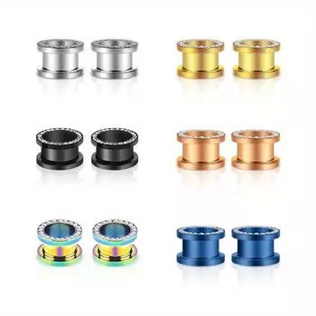 2 шт. Простые модные ювелирные изделия из нержавеющей стали для пирсинга, набор шкивов, алмазный расширитель для ушей, ювелирные изделия для расширения ушей 3mm