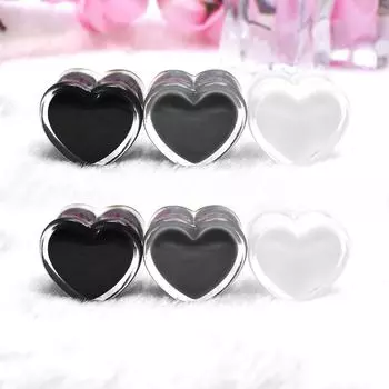 2 шт. простые однотонные ушные манометры в форме сердца, туннели и заглушки, акриловые расширители для ушей, растягивающиеся серьги для пирсинга ушей 6-25 мм 6mm чёрный