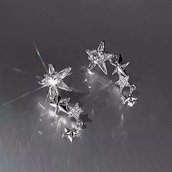2 шт. Простые серьги-гвоздики со звездами, цирконовые золотые, серебряные серьги с кисточками для женщин, ювелирные аксессуары 1.gold