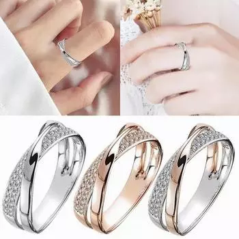 2 шт. простые X-образные кольца для женщин, свадебные украшения для помолвки #5