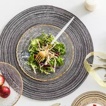 2 шт. противоскользящие коврики для круглого стола, набор тканых салфеток, обеденный стол, нескользящие подставки для кухни S бежевый