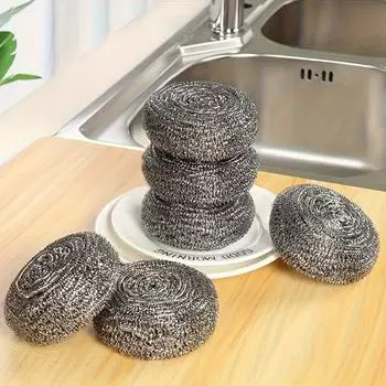 2 шт., проволочный шарик для мытья посуды, шариковая скребок из нержавеющей стали, металлический скребок, скруббер для кастрюль, шарик для чистки кухни 2pcs