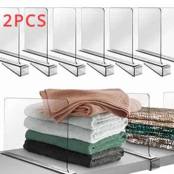 2 шт. прозрачная акриловая полка для шкафа, разделитель для книжного шкафа, домашний шкаф, разделитель для книжного шкафа, перегородка, органайзер для хранения товаров