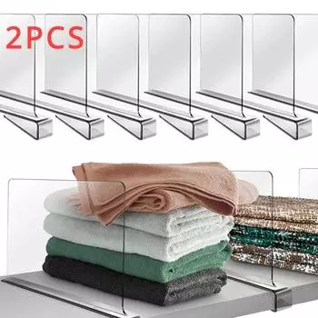 2 шт. прозрачная акриловая полка для шкафа, разделитель для книжного шкафа, домашний шкаф, разделитель для книжного шкафа, перегородка, органайзер для хранения товаров