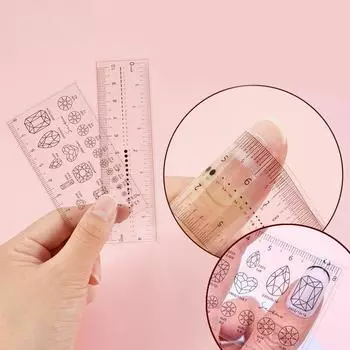 2 шт., прозрачные ПВХ ногти, мягкая линейка, накладные кончики ногтей, измерение размера ногтей, алмазный измерительный инструмент для маникюра