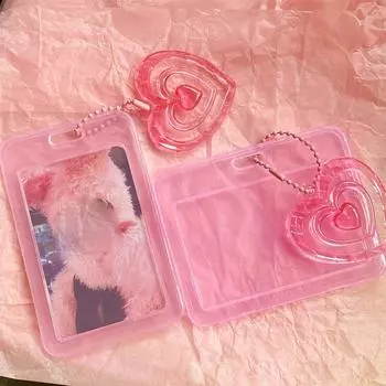 2 шт. Прозрачный чехол для карты с порошковым покрытием, вертикальный прозрачный чехол для карты, защитный чехол для карты Idol Star Small размером 3 дюйма, студенческая карта, автобусная карта 2pcs