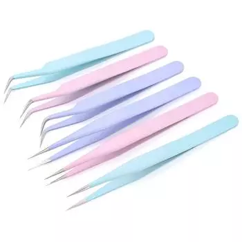 2 шт. прямой пинцет в форме локтя Macaron, ювелирные аксессуары, прецизионные косметические пинцеты из нержавеющей стали розовый