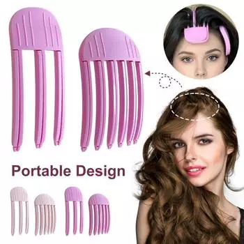 2 шт. пушистая расческа для волос, натуральная расческа с выпуклым краем, зажим для объема, портативная дорожная расческа для укладки челки от горячего ветра для женщин и девочек, аксессуары для волос светло-розовый