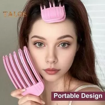 2 шт. пушистая расческа для волос, натуральная расческа с выпуклым краем, зажим для объема, портативная дорожная расческа для укладки челки от горячего ветра для женщин и девочек, аксессуары для волос светло-розовый