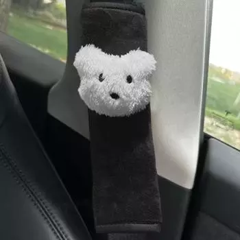 2 шт. пушистые накладки на ремень безопасности предотвращают истирание шеи, легко устанавливаемый чехол на плечевой ремень, мультяшный автомобильный ремень безопасности, протектор для девочек Bear