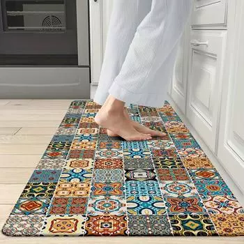 2 шт. ПВХ коврик для пола, ковер для дивана в гостиной, балконный коврик для спальни в скандинавском этническом стиле, ретро-мат для кровати в марокканском стиле 45cm*75cm+45cm*120cm