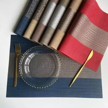 2 шт. ПВХ салфетки для кухонного обеденного стола, коврик в китайском стиле, жаккард, водонепроницаемый, быстросохнущий, подставка под стакан, украшение, аксессуары для стола 30x45cm