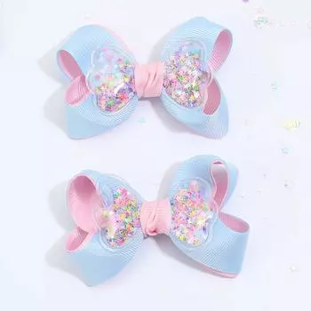 2 шт. ПВХ Звезда Бант Заколки для волос Модные Милые Блестящие Банты Заколки для волос Для Маленьких Девочек Детские Детские Головные уборы Розовые Аксессуары