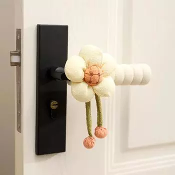 2 шт. пылезащитная мягкая противоударная накладка, утолщенная дверная ручка, простая в использовании антистатическая электрическая цветочная ручка, чехол для холодильника светло-желтого