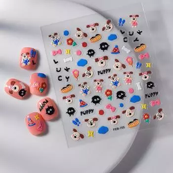 2 шт. японские мультяшные милые наклейки для ногтей, высокий внешний вид, водонепроницаемые, Ins Style, рельефные 3D наклейки для ногтей, подарок для девочки