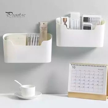 2 шт., ящик для хранения, настенный кухонный органайзер, компактный контейнер для хранения для домашней ванной комнаты белый