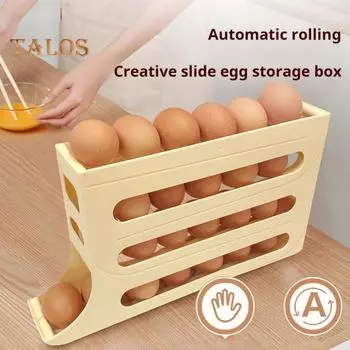 2 шт. ящики для хранения яиц в холодильнике, четырехъярусные автоматические катящиеся органайзеры для яиц большой емкости, боковая дверь холодильника, диспенсер для яиц, картонная закусочная молочный белый