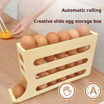 2 шт. ящики для хранения яиц в холодильнике, четыре яруса, автоматический подвижный органайзер для яиц большой емкости, боковая сторона холодильника белый