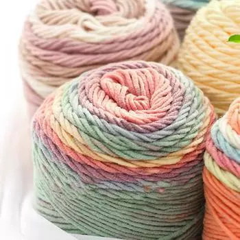 2 шт. Радужная хлопковая пряжа сегментного крашения 100 г/клубок 5 нитей толстой шерстяной нити для самостоятельного вязания крючком свитера шарфа одеяла