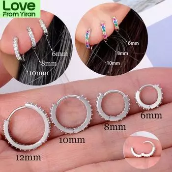 2 шт. Радужные маленькие серьги-кольца Huggies для девочек, маленькие кольца для хряща, маленькие спиральные серьги для пирсинга раковины, мочки уха, козелка, кольца для мужчин