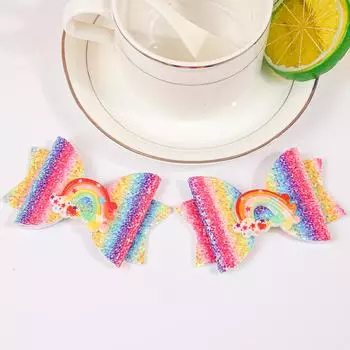 2 шт. Радужные заколки-банты для волос Pride Moon Аксессуары для волос Декор для вечеринки Заколки для волос Блестящие банты-бабочки Заколки Заколки Головной убор