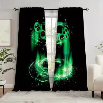 2 шт. Радужные зеленые HD цифровые печатные шторы для домашнего декора гостиной спальни карнизные шторы цветной геймпад печать спальня 2x50W130H(CM)&Grommet Top