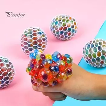 2 шт. Радужный мяч для снятия стресса с сеткой, снятие тревожности, TPR, разноцветные бусины, наполненные шариком, сжимание, щипок, сенсорная игрушка для детей и взрослых, мягкий мяч для снятия стресса, игрушка-фиджет разноцветный