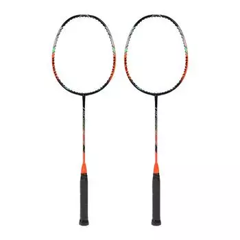 2 шт. Ракетки для бадминтона из углеродного волокна, сверхлегкие, для взрослых, для тренировок, соревнований, отдыха, зеленые оранжевый
