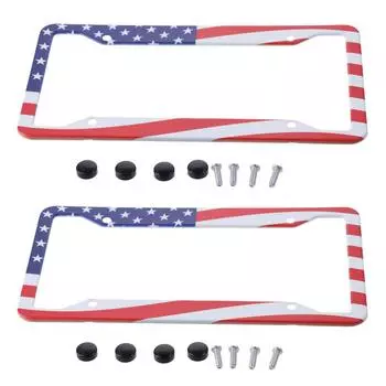 2 шт., рамка номерного знака американского флага из алюминиевого сплава для автомобильного номерного знака