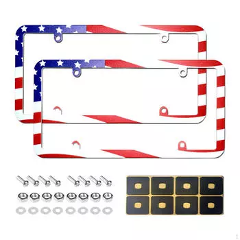 2 шт. рамка номерного знака с американским флагом, держатели автомобильных номеров, чехлы для автомобильных рамок в стиле США