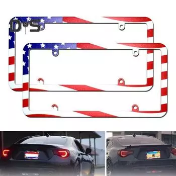 2 шт. рамки номерного знака прозрачный передний задний щиток держатель номерного знака автомобиля протектор с винтами колпачки для любых номеров США красный/синий
