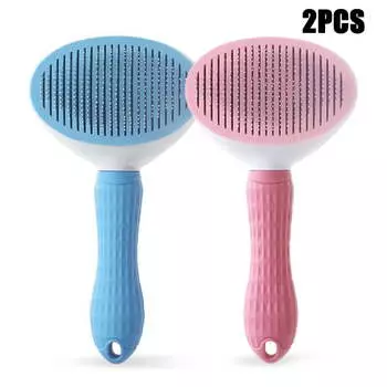 2 шт. расческа для домашних животных, кошек и собак, самоочищающаяся расческа от блох