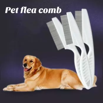2 шт. расческа для удаления пятен от блох для домашних животных, расческа из нержавеющей стали с мелкими зубьями, щетка для ухода за домашними животными, массажная расческа для домашних животных, собаки, щенки синий