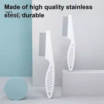 2 шт. расческа для ухода за домашними животными, многофункциональная расческа из нержавеющей стали от блох для кошек и собак, щетка для удаления пятен от слез домашних животных для вычесывания белый